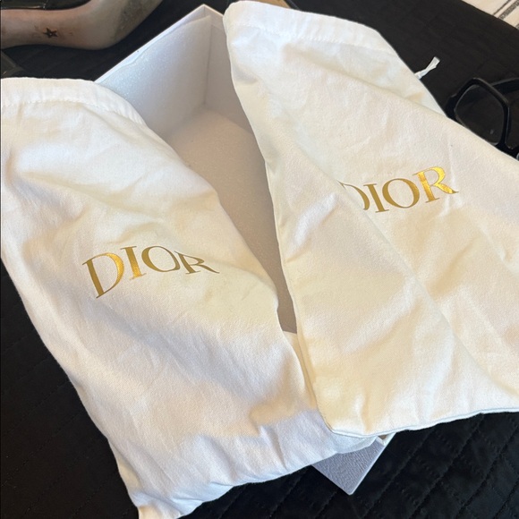 Dior Glossy Black Heels with Gold C D Accents - Picture 4 of 5